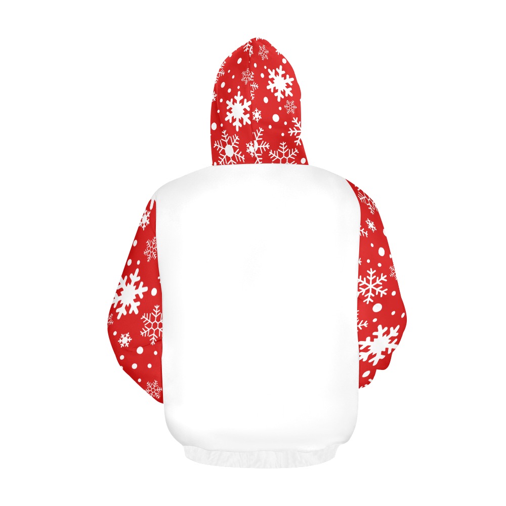 Red Snowflake Sleeves and Hood All Over Print Hoodie for Men (USA Size) (Model H13)