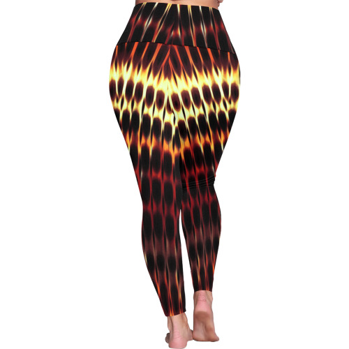 Modern Digital Hippie Tie-Dye Women's Plus Size High Waist Leggings (Model L44)