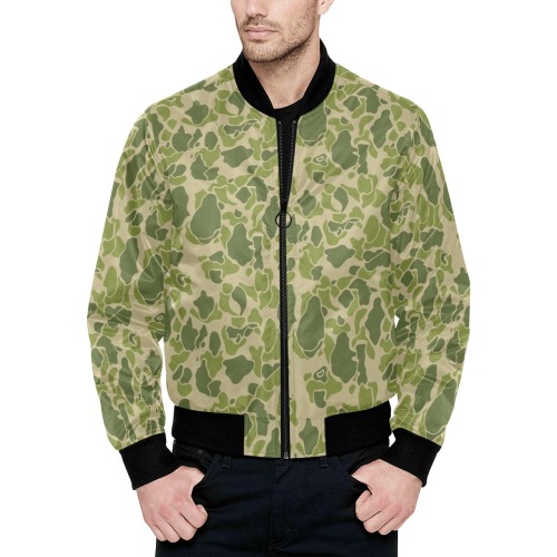 US DuckHunter parachute Silk Camouflage All Over Print Quilted Bomber Jacket for Men (Model H33)