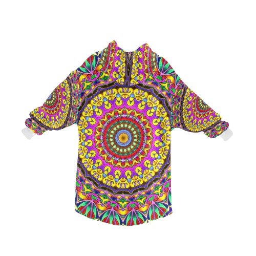 Oriental Watercolor Mandala multicolored h Blanket Hoodie for Women