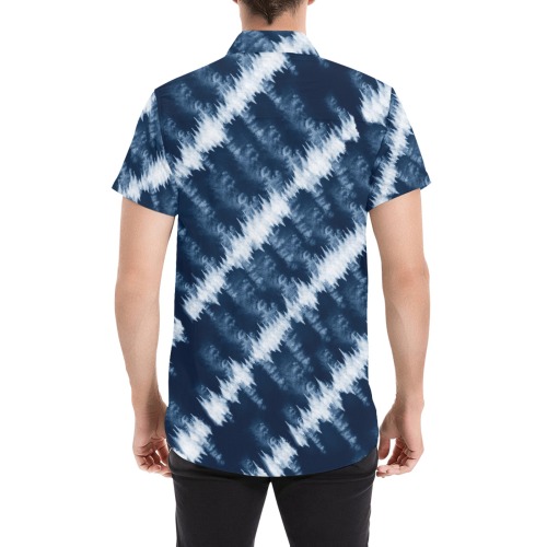 Indigo Tie dye 023 Men's All Over Print Short Sleeve Shirt (Model T53)