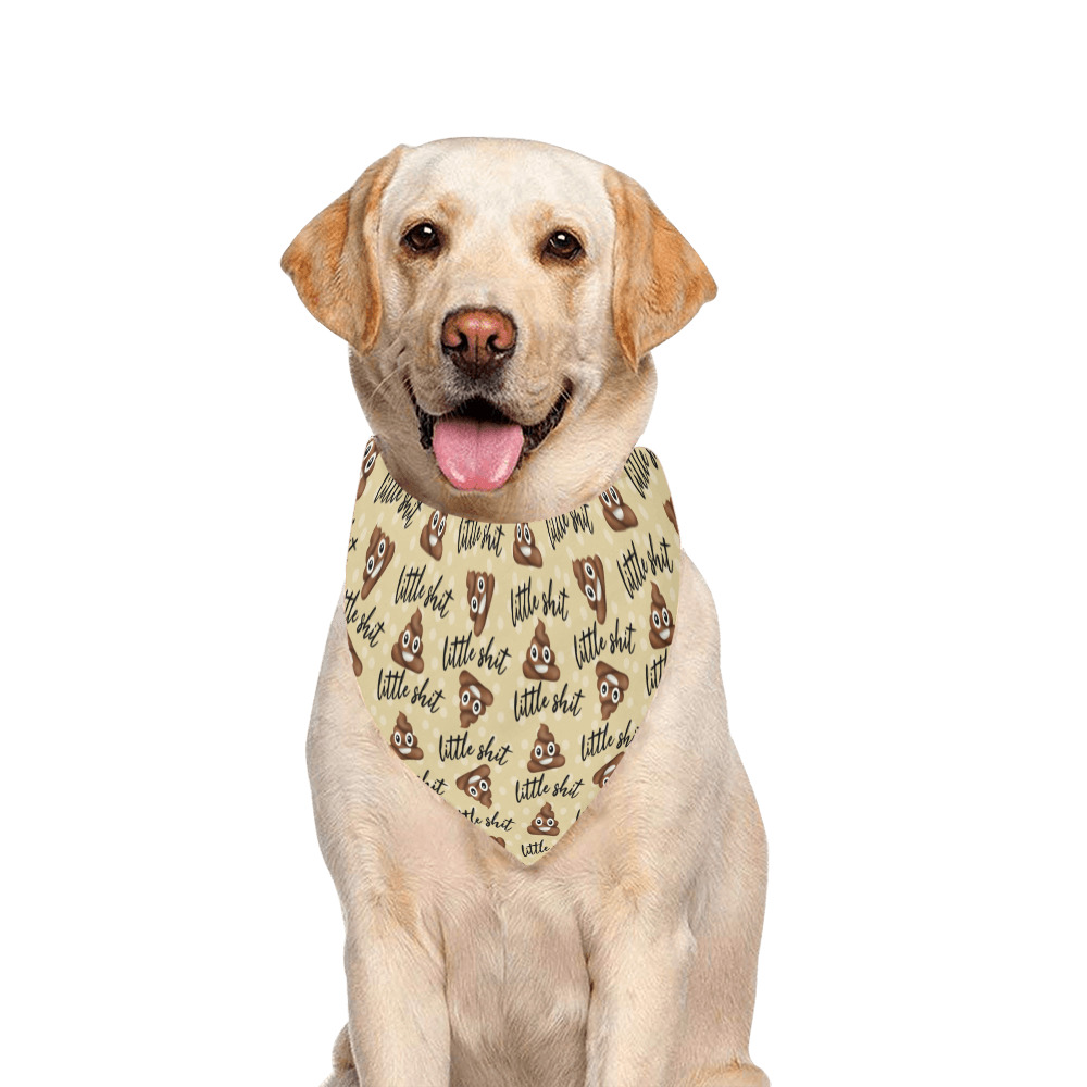 Lil little shit cream ivory with brown Pet Dog Bandana/Large Size