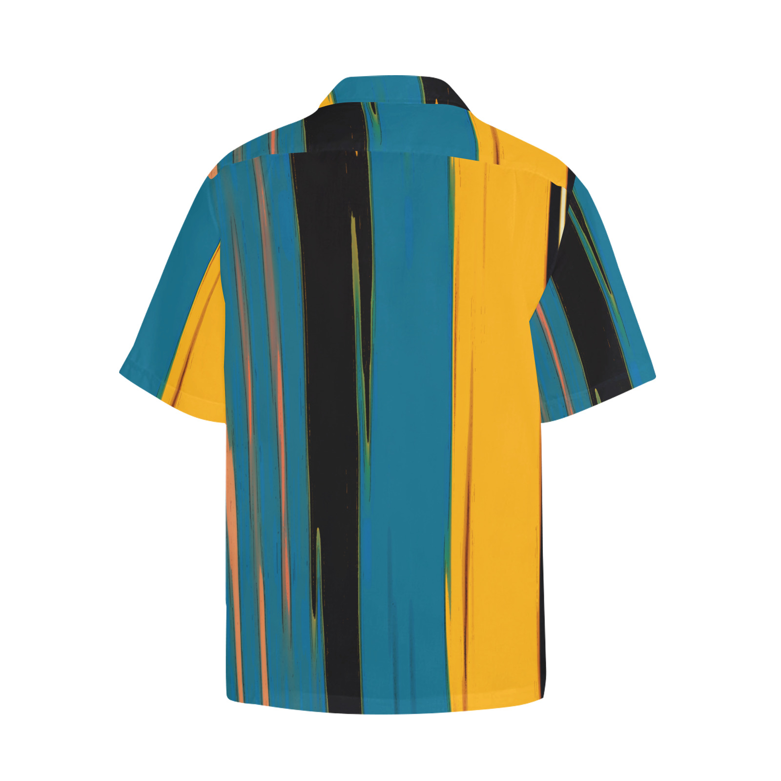Black Turquoise And Orange Go! Abstract Art Hawaiian Shirt with Chest Pocket (Model T58)