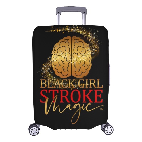 Black Girl Stroke Magic Logo Black Background (1) Luggage Cover/Large 26"-28"