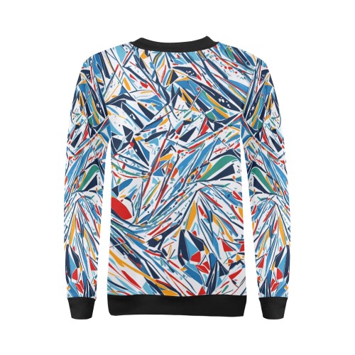 Charming winter skiing sport color abstract art. All Over Print Crewneck Sweatshirt for Women (Model H18)