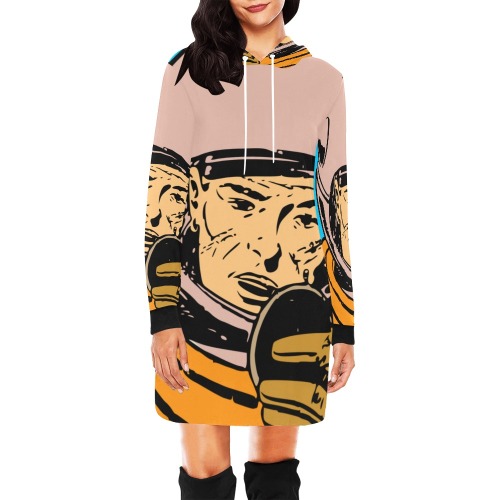 astronaut All Over Print Hoodie Mini Dress (Model H27)