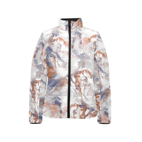 Abstract mountains camouflage Women's Stand Collar Padded Jacket (Model H41)