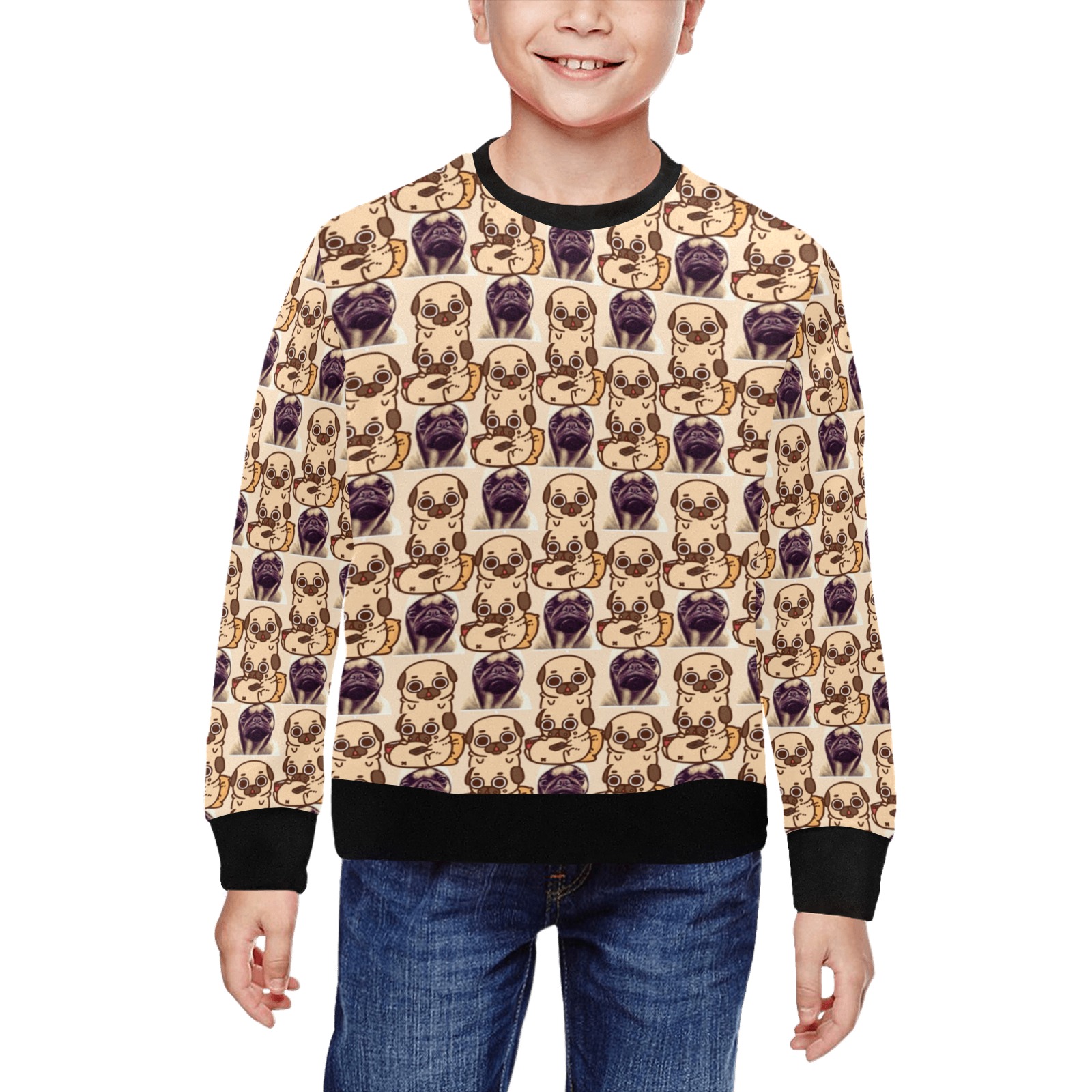 pattern (24) All Over Print Crewneck Sweatshirt for Kids (Model H29)