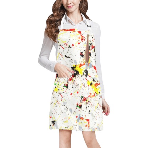 Paint Splatter with Artists Paint Brush All Over Print Apron