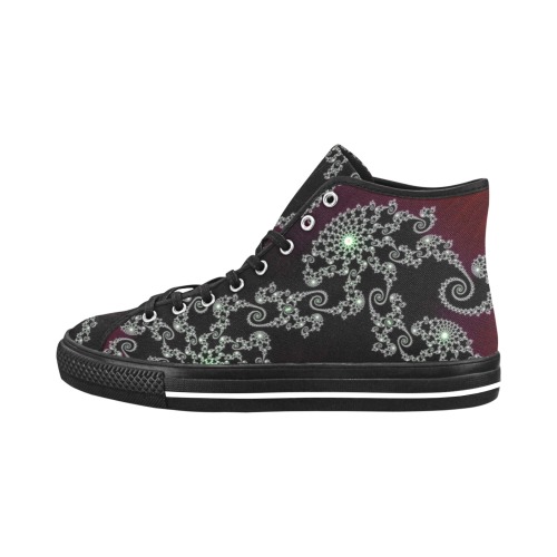 Black and White Lace on Maroon Velvet Fractal Abstract Vancouver H Men's Canvas Shoes (1013-1)