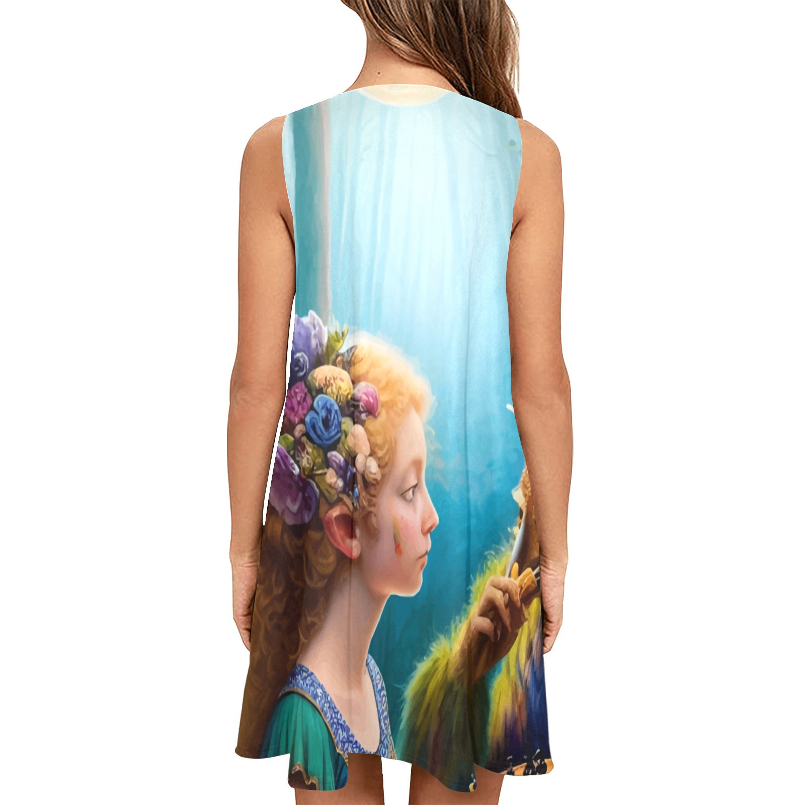The Call of the Game 6_vectorized Sleeveless A-Line Pocket Dress (Model D57)
