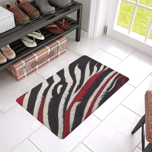 zebra print 3 Doormat 24"x16" (Black Base)