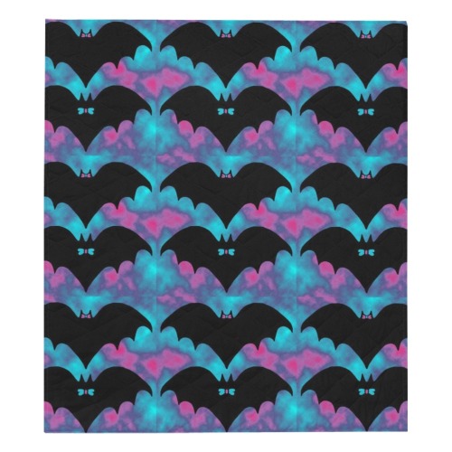 Bats And Bows Blue Pink Quilt 70"x80"