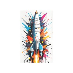 Positive abstract art of a flying rocket on white Art Print 19‘’x28‘’