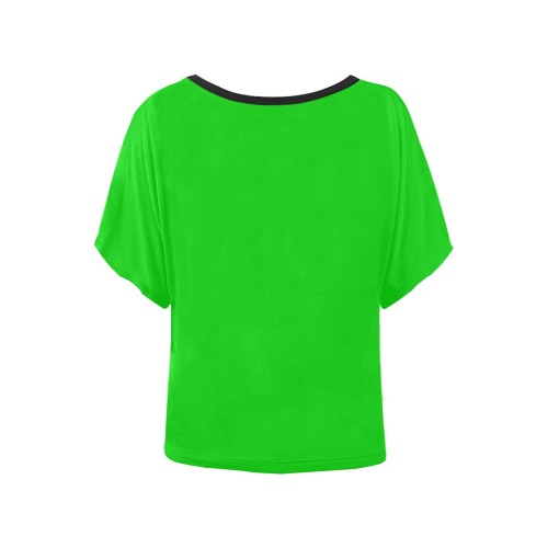 Merry Christmas Green Solid Color Women's Batwing-Sleeved Blouse T shirt (Model T44)