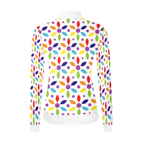 Rainbow Flower Pattern Women's All Over Print Mock Neck Sweatshirt (Model H43)