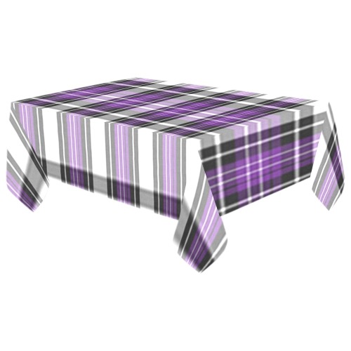 Purple Black Plaid Cotton Linen Tablecloth 60"x 104"