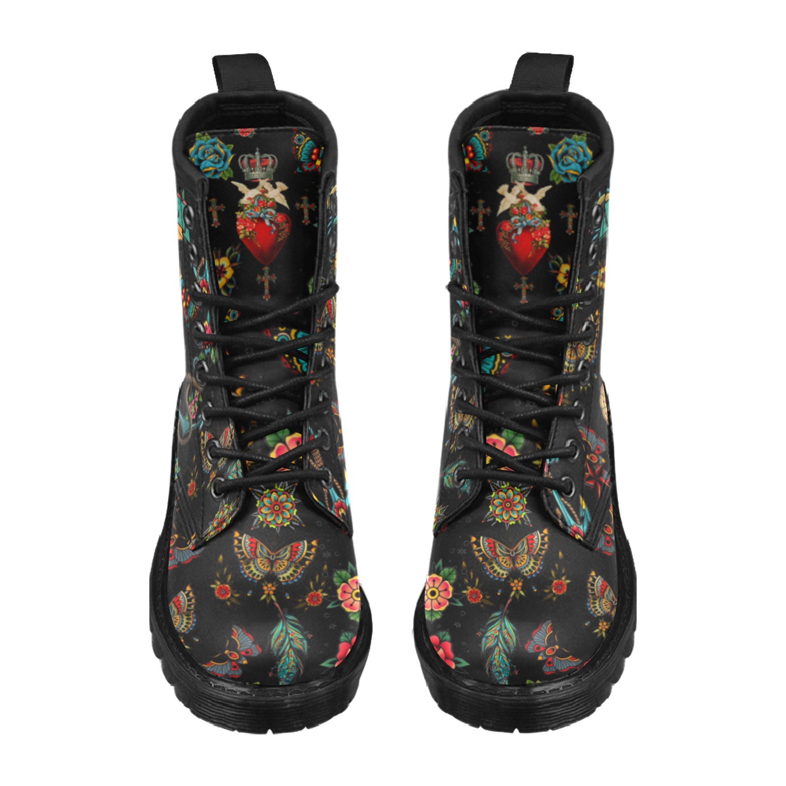 Frida Kahlo Women's PU Leather Martin Boots (Model 402H)