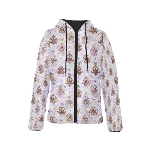 Soft Royal Pattern by Nico Bielow Women's Padded Hooded Jacket (Model H46)