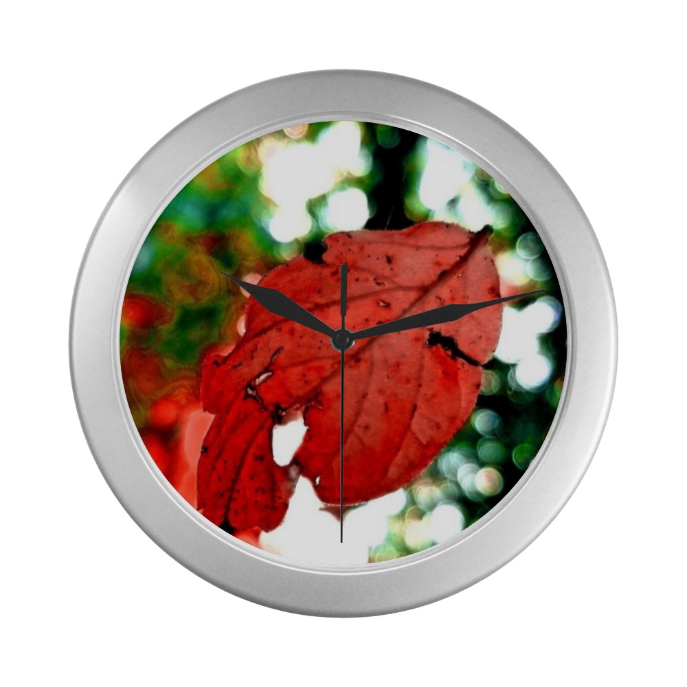 Leaf Clock Silver Color Wall Clock