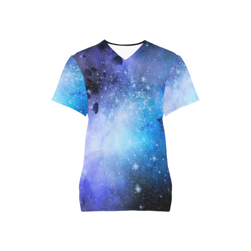 Purple and Blue Space Galaxy All Over Print Scrub Top