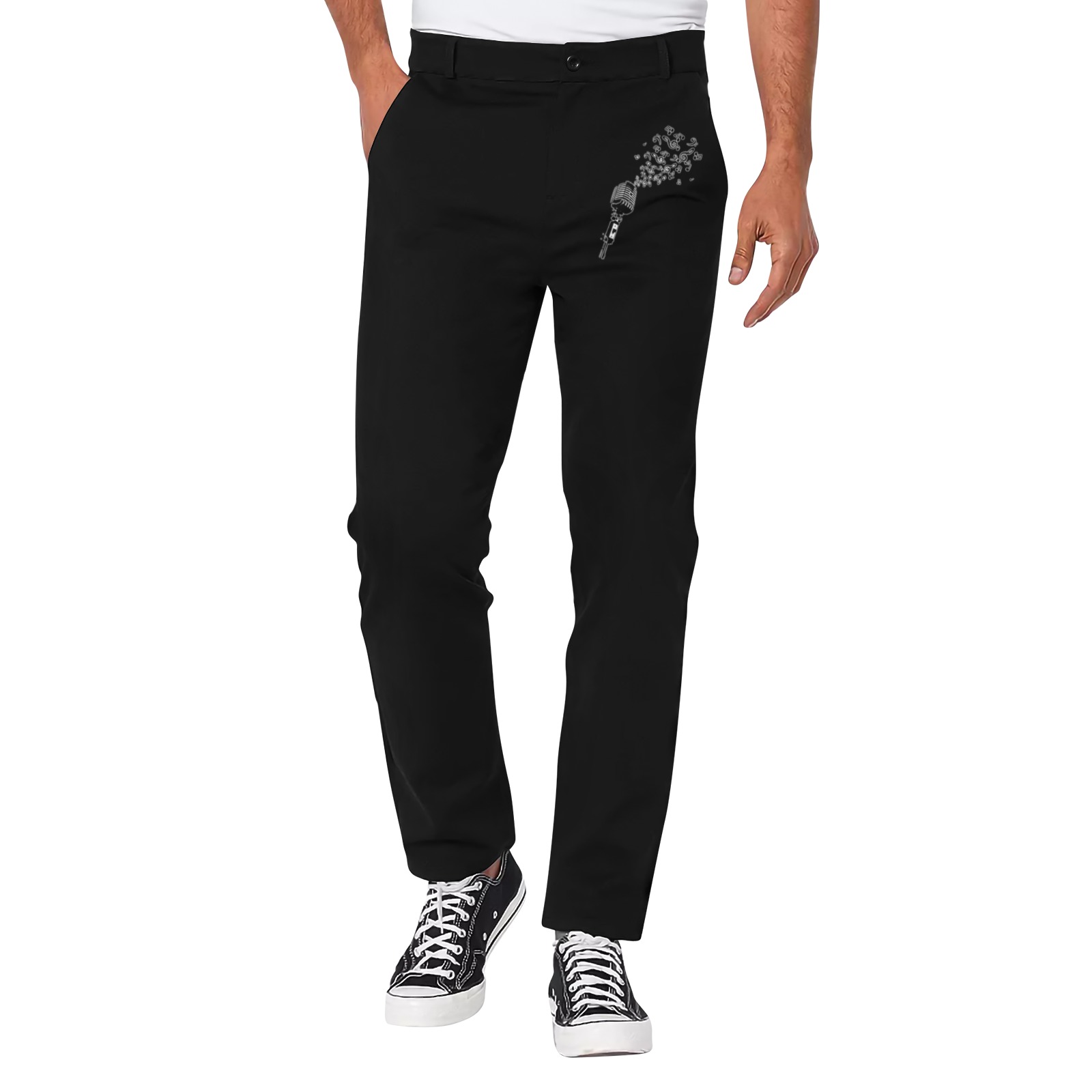 Black Men's All Over Print Casual Trousers (Model L68)