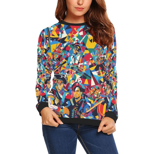 Imaginative pirates contemporary abstract art. All Over Print Crewneck Sweatshirt for Women (Model H18)