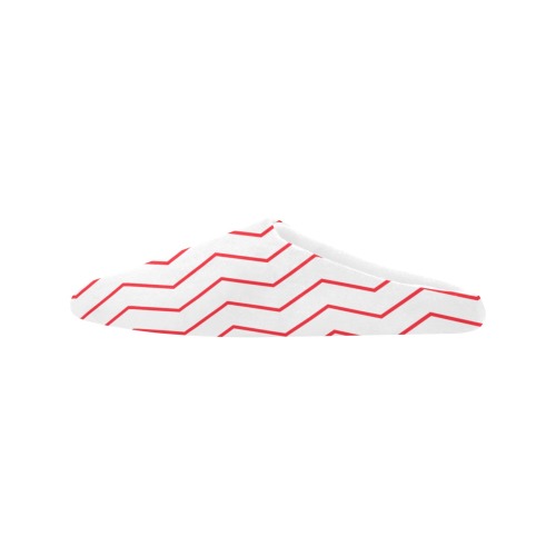 White red chevron vertical lines pattern Women's Non-Slip Cotton Slippers (Model 0602)