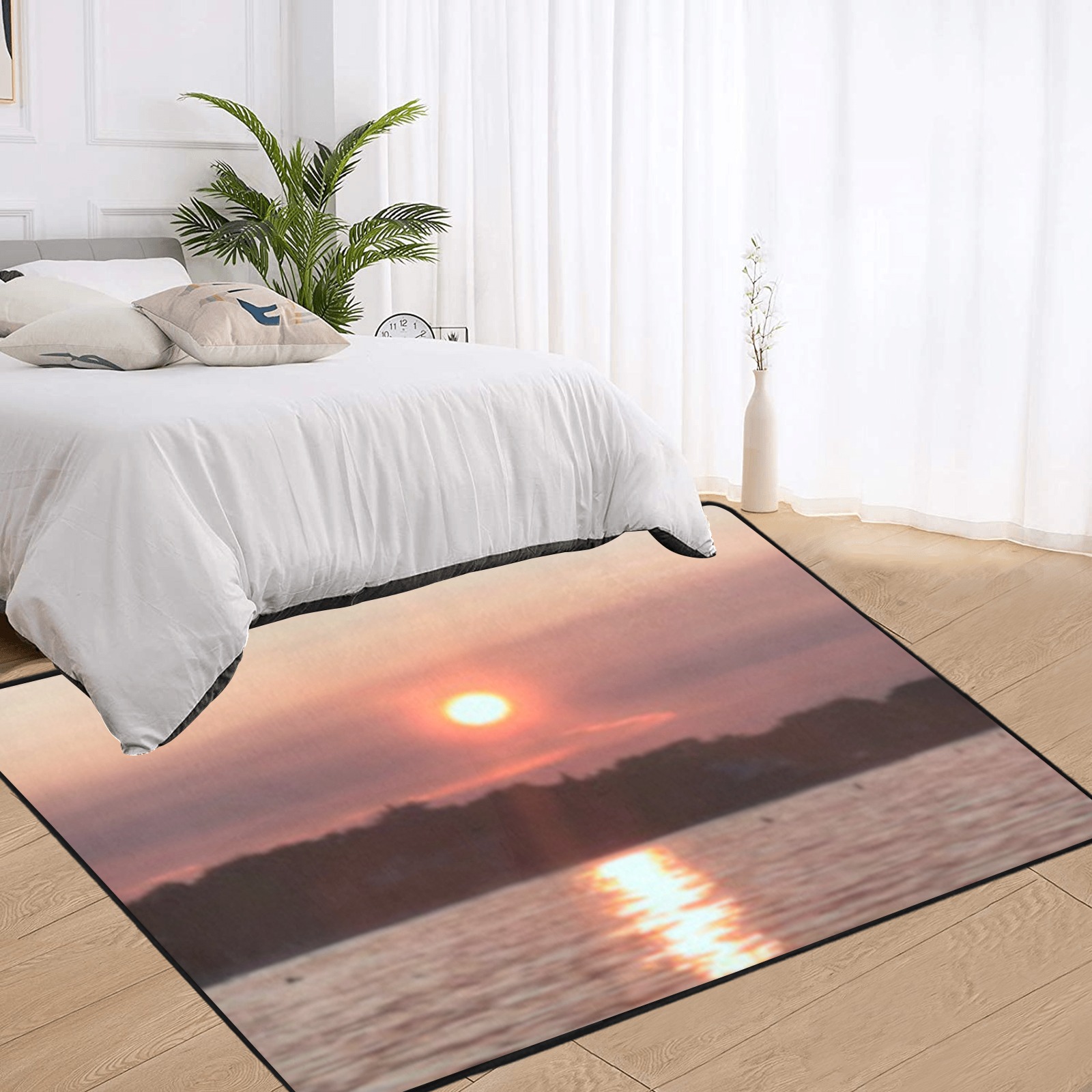 Glazed Sunset Collection Area Rug with Black Binding 7'x5'