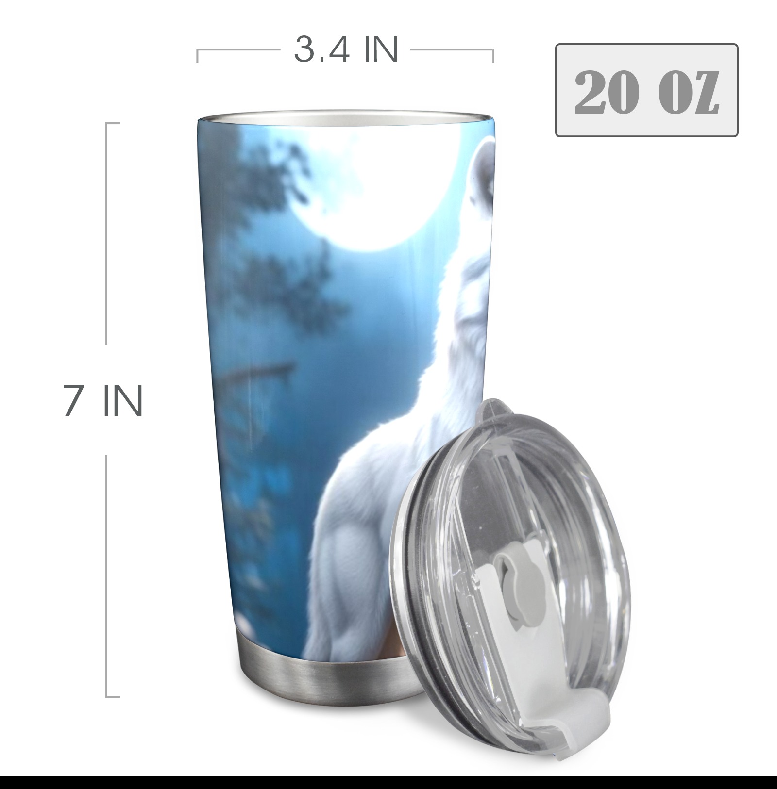 mystic wolf pair 20oz Mobile Tumbler with Clear Slide Lid