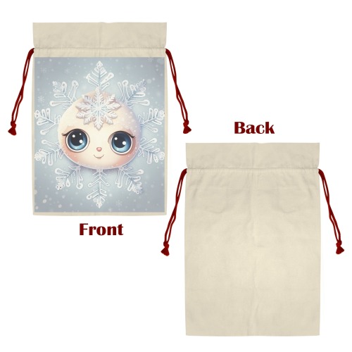 Little Snowflake 3 Pack Santa Claus Drawstring Bags (One-Sided Printing)