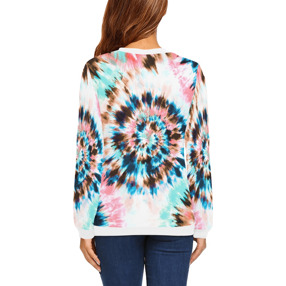 Colorful tie dye conch All Over Print Crewneck Sweatshirt for Women (Model H18)