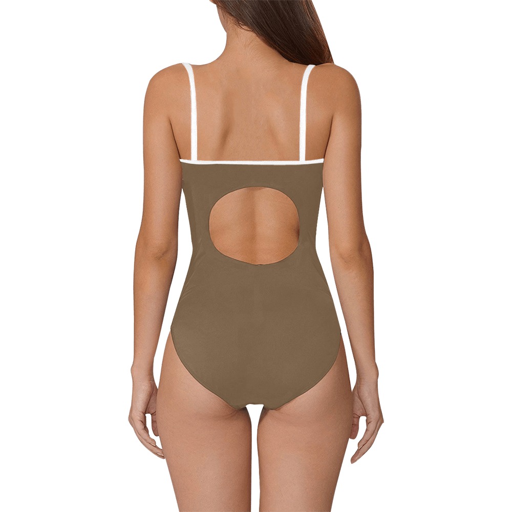 Nude Colour Woman's Swimwear Light Brown Strap Swimsuit ( Model S05)