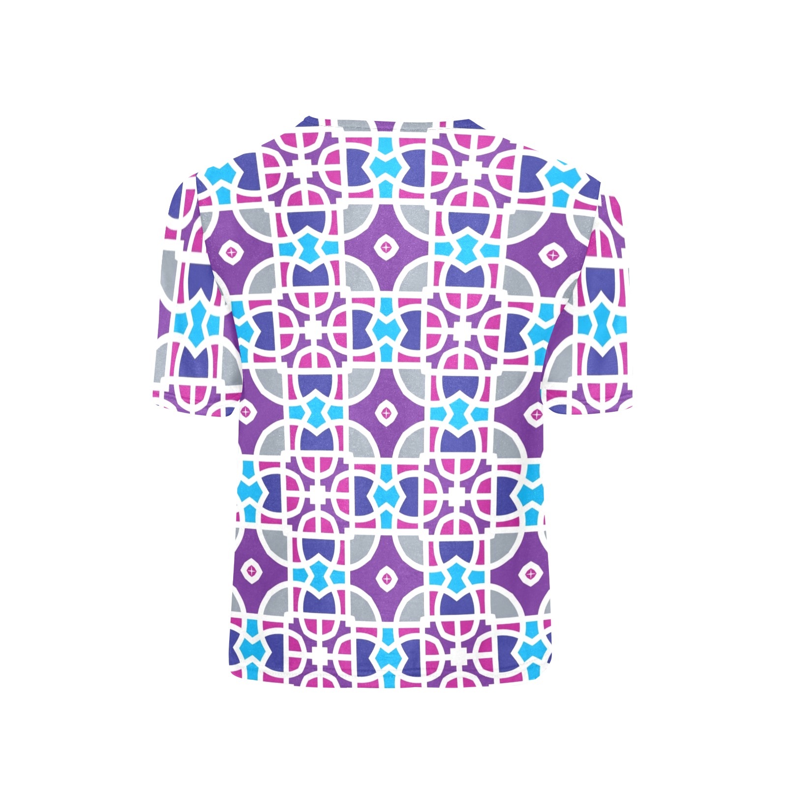 Fun Blue Geometric Shapes Big Girls' All Over Print Crew Neck T-Shirt (Model T40-2)