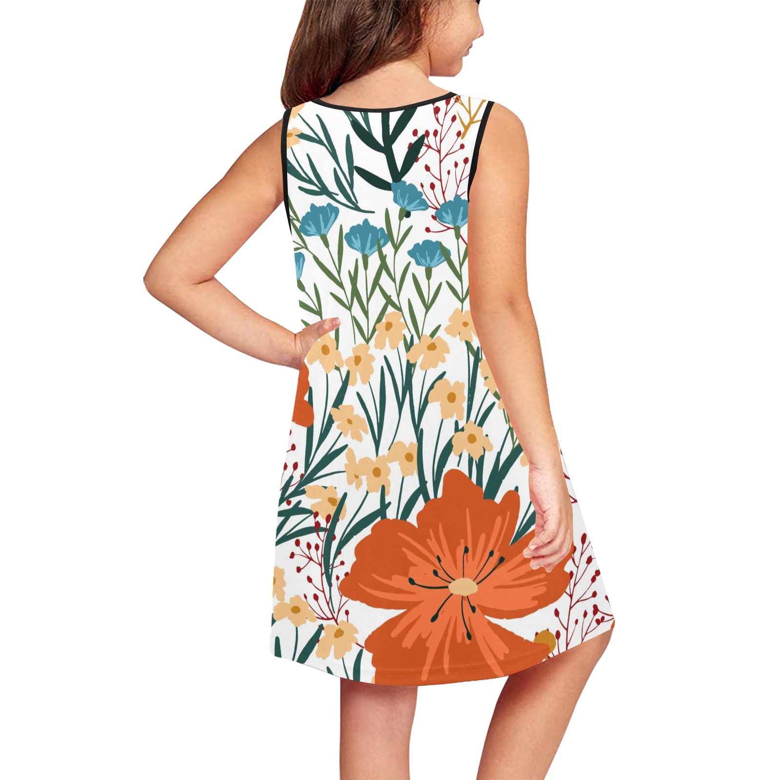 Wildflower Dress for Kids Girls' Sleeveless Dress (Model D58)