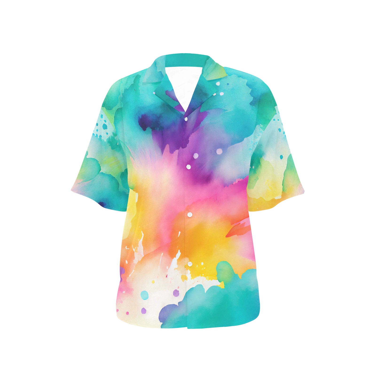 Tie-Dye Watercolor 3 All Over Print Hawaiian Shirt for Women (Model T58)