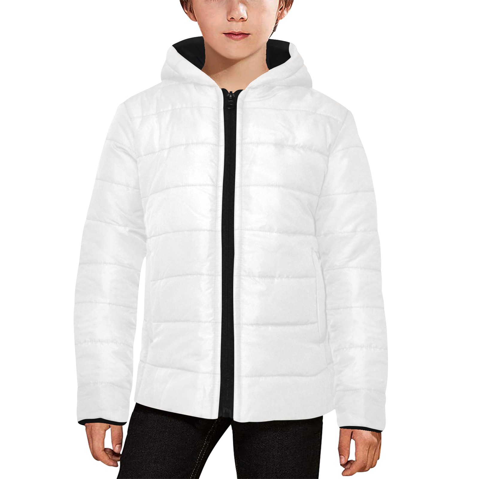 color platinum Kids' Padded Hooded Jacket (Model H45)