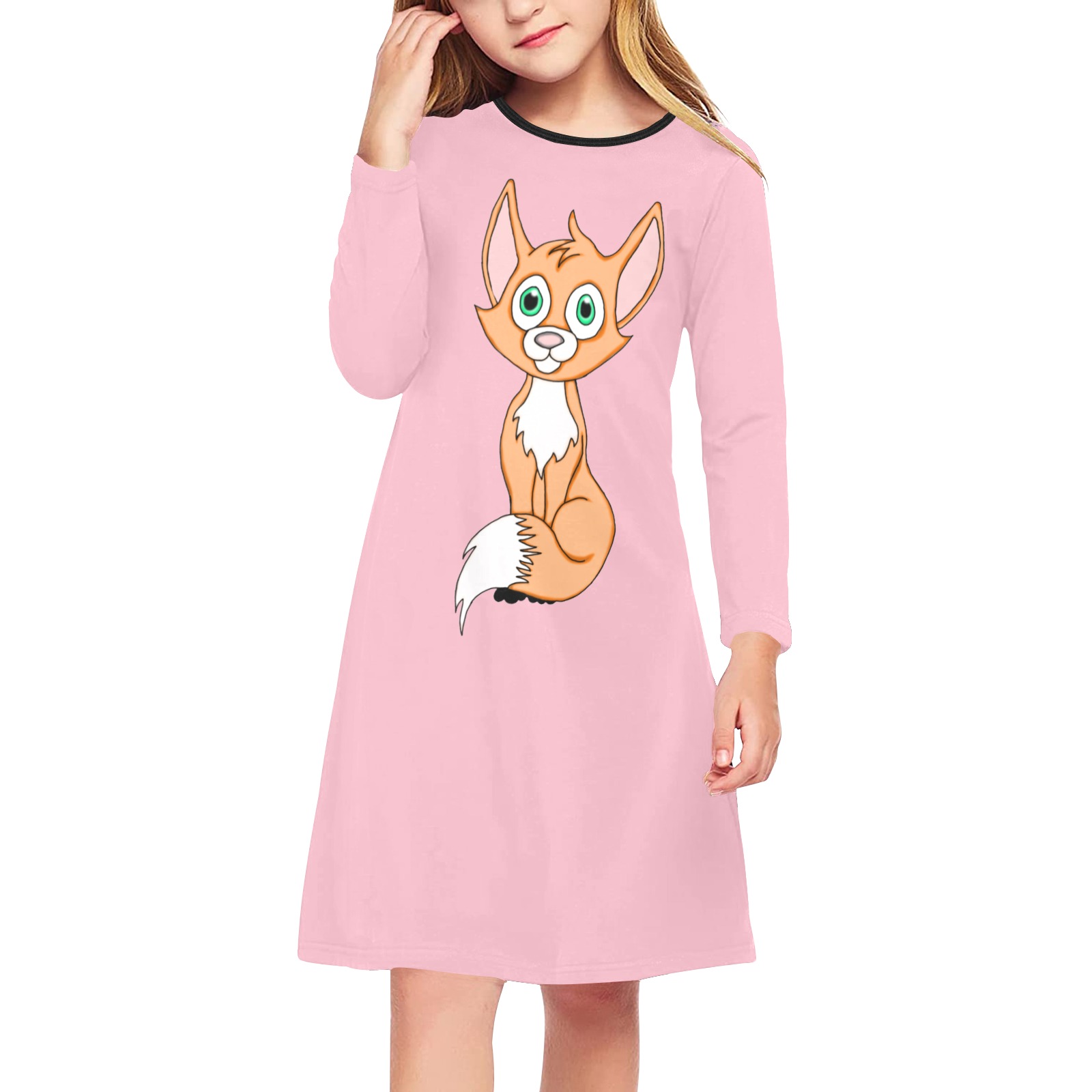Foxy Roxy Soft Pink Girls' Long Sleeve Dress (Model D59)