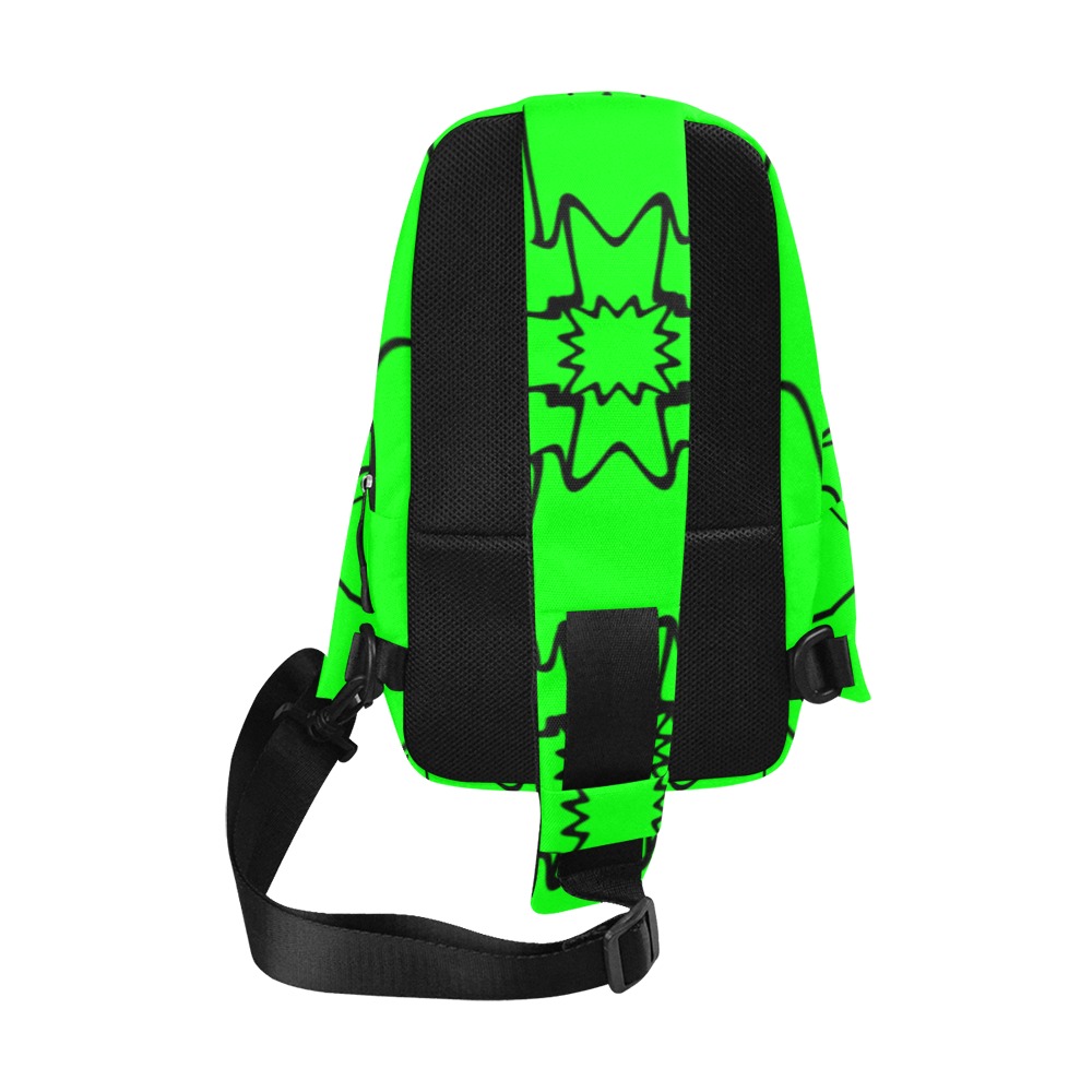 Black Interlocking Crosses Starred green Chest Bag (Model 1678) ID