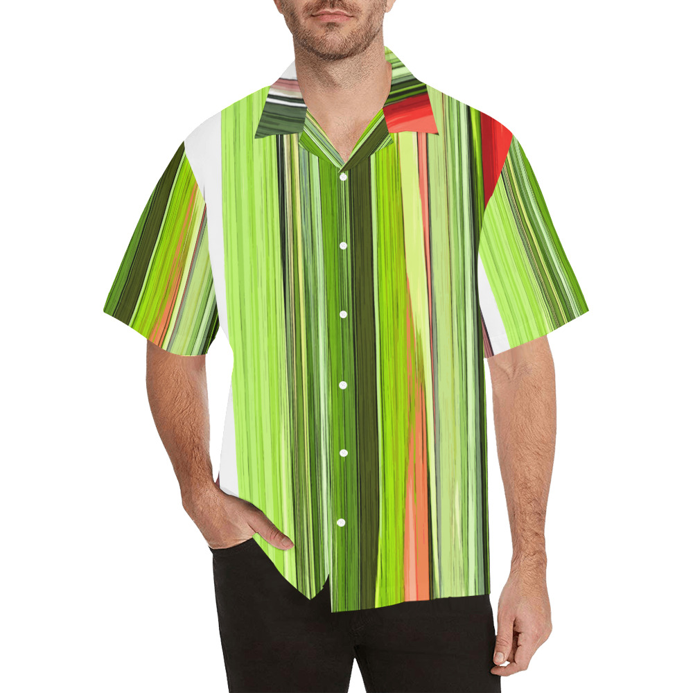 Vertical Green Abstract 422 Hawaiian Shirt with Merged Design (Model T58)