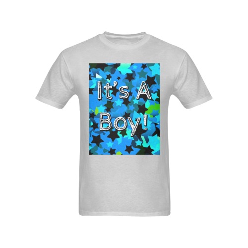 It's A Boy! Light Blue Stars Men's T-Shirt in USA Size (Two Sides Printing)