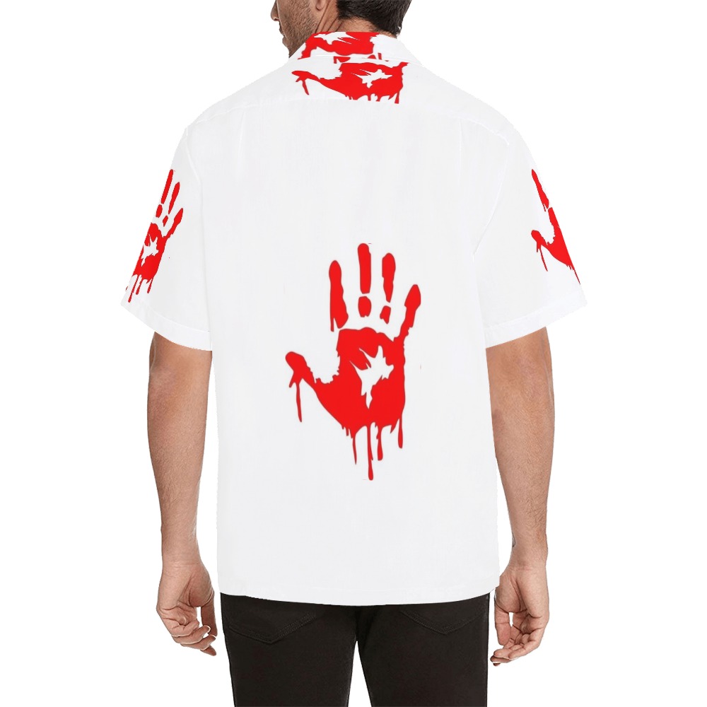 hand print Hawaiian Shirt (Model T58)