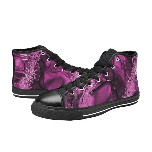 Fantasy Pink Glitter Women's Classic High Top Canvas Shoes (Model 017)