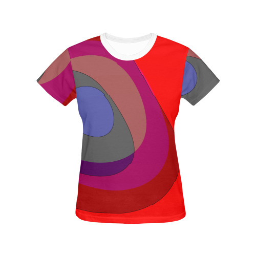 Red Abstract 714 All Over Print T-Shirt for Women (USA Size) (Model T40)