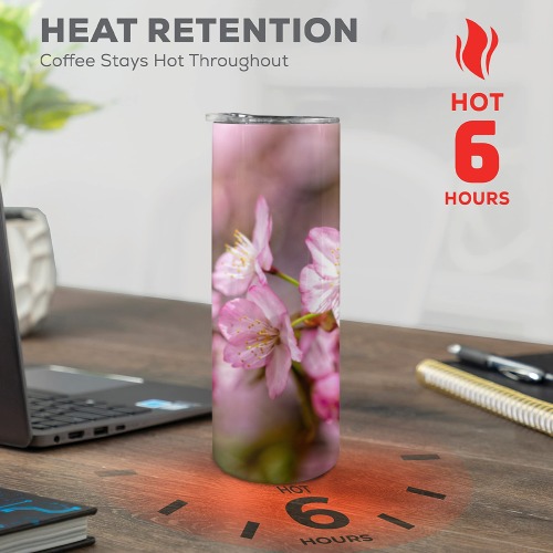 The festival of pink sakura cherry blossoms. 20oz Tall Skinny Tumbler with Lid and Straw