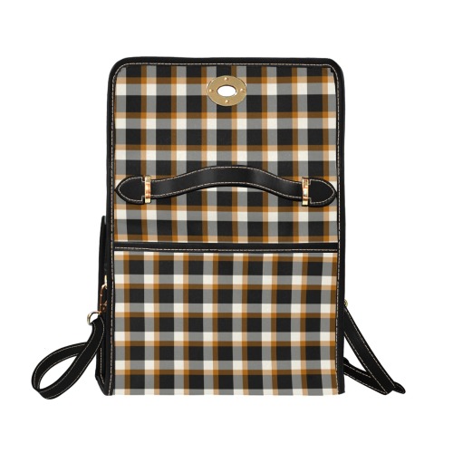 Classic Plaid (Tan) Waterproof Canvas Bag-Black (All Over Print) (Model 1641)