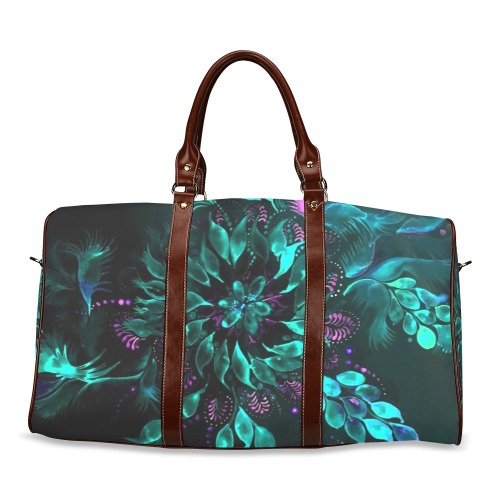 flower watercolor green Waterproof Travel Bag/Large (Model 1639)