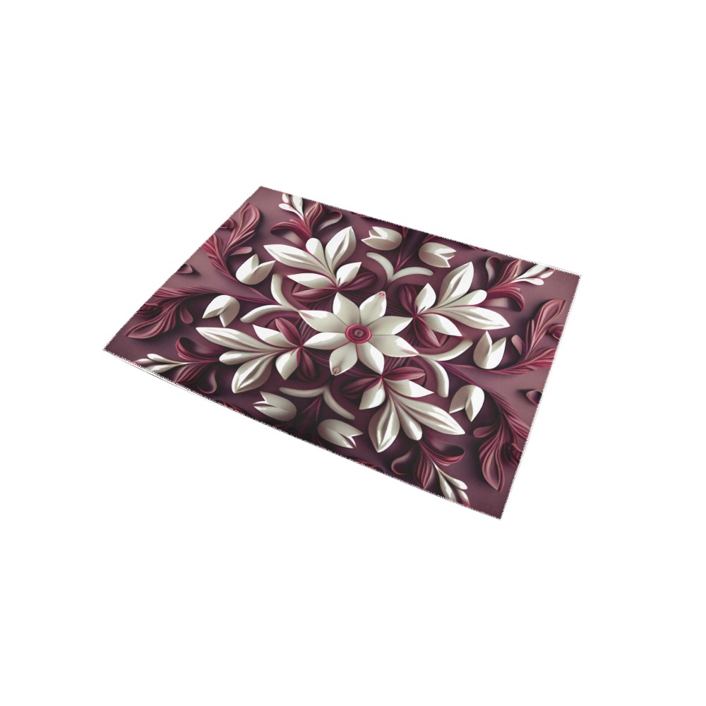 burgundy and white floral pattern Area Rug 5'x3'3''
