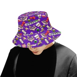 Las Vegas Icons Gamblers Delight / Purple All Over Print Bucket Hat for Men