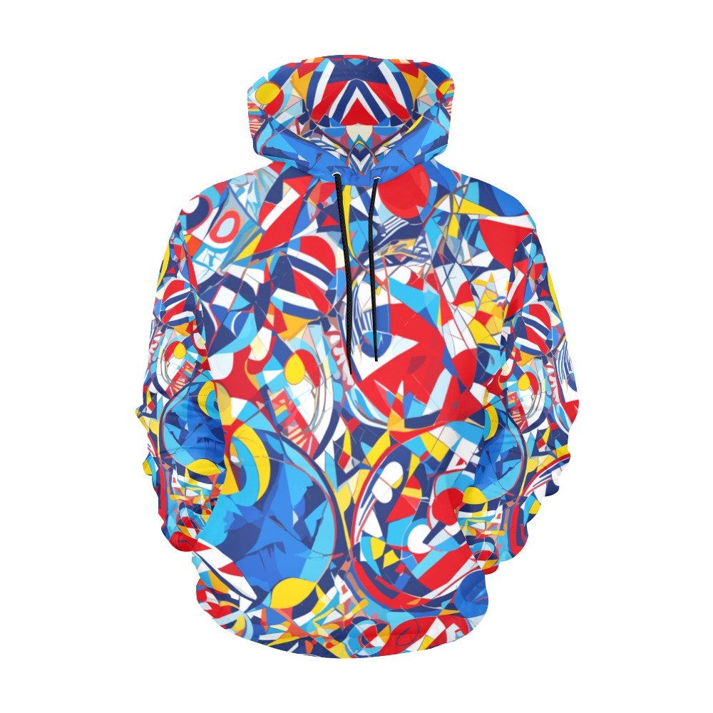 Festive colors of a geometrical abstract art. All Over Print Hoodie for Women (USA Size) (Model H13)